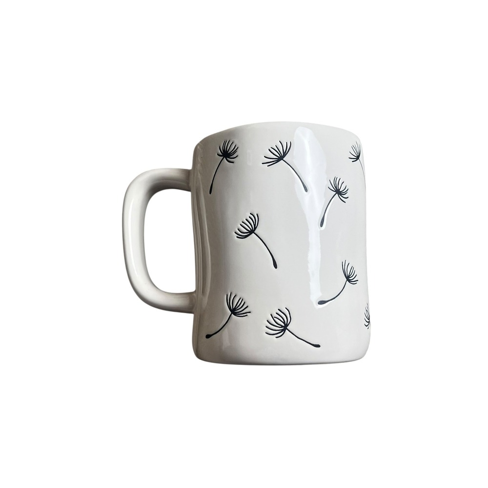 Rae Dunn JOY Dandelion Mug Artisan Collection Magenta White Ceramic Coffee Cup - Picture 2 of 5